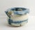 Hand thrown pot with matte teal and white glaze by Linda Thompson, circa 1990's. Folded edge with torn effect, artist...
