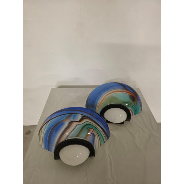 Pair of wall lamps by Ottavio Missoni Rare chalcedony Murano glass wall lamps. Produced for the Missoni home collection in...