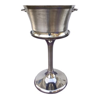 Frontgate Metal Beverage Ice Bucket on Stand For Sale