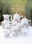 Antique French porcelain coffee set, possibly Limoges, Belle Époque style, from around 1880 to 1910. Transfer-printed...