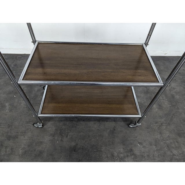 Rolling Wooden and Metal Serving Cart, 1970s For Sale - Image 4 of 7