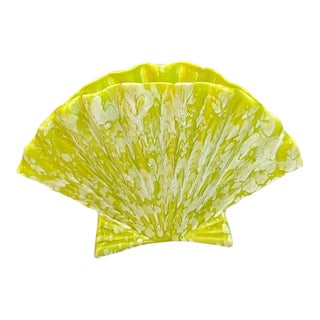 1960s Swirled Green Ceramic Shell Vase or Planter For Sale