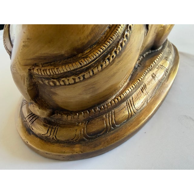 1950s Mid Century South Indian Brass Statue of Shiva's Bull Nandi Metal Antique For Sale - Image 11 of 14