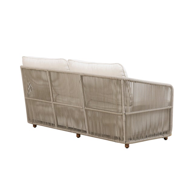 Alpine Teak Wood Outdoor Loveseat With Gray Rope Design For Sale - Image 9 of 15