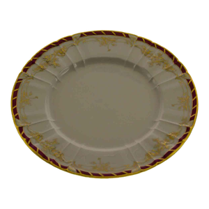 1980’s Vintage/New KPM Collector's Dinner Plate Gold Decoration, Purple-Red Border and Gold Rim