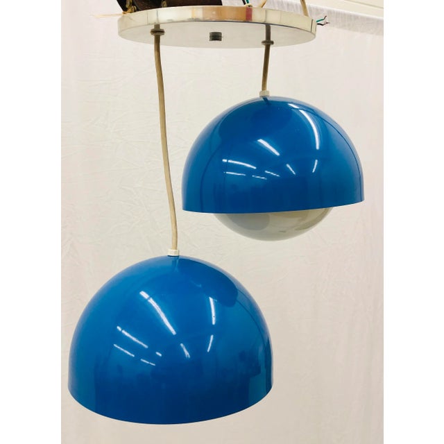Lightolier Vtg Mid Century Modern Double Pendant Chandelier by Lightolier For Sale - Image 4 of 13