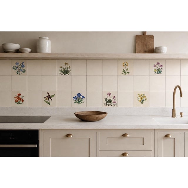 Hand-Painted Botanical Ceramic Tiles by Josef Frank, Meissen, Germany, 1960, Set of 9 For Sale - Image 14 of 15