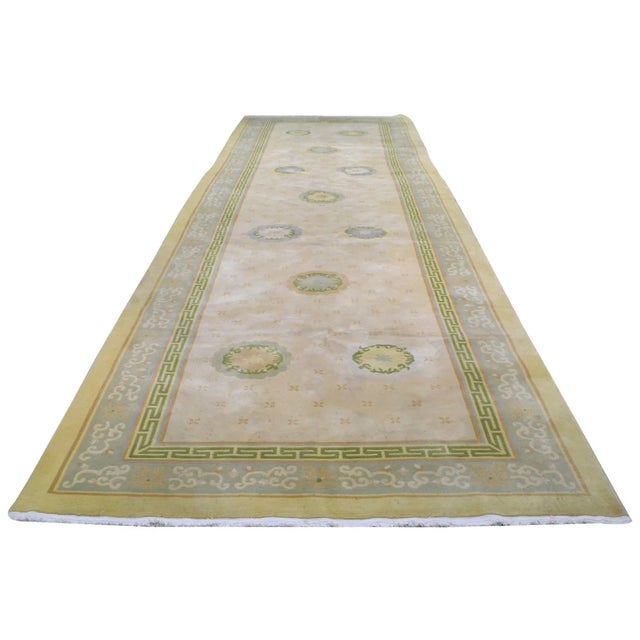 Art Deco Vintage Chinese Art Deco Hand Knotted Wool Rug,6'2'' X 20'10'' For Sale - Image 3 of 5