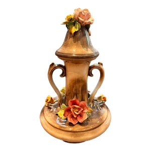Vintage Capodimonte Italian Porcelain Lidded Urn Vase With Hand-Applied Roses - Made in Italy