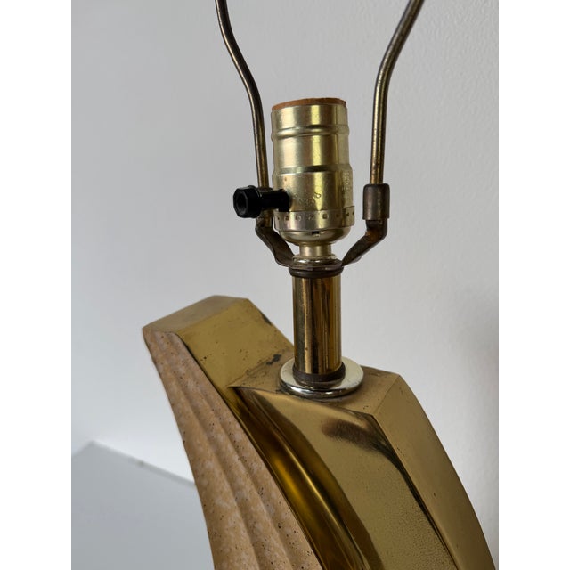 Brass 1980’s Postmodern Art Deco Style Brass Table Lamps – A Pair For Sale - Image 8 of 12