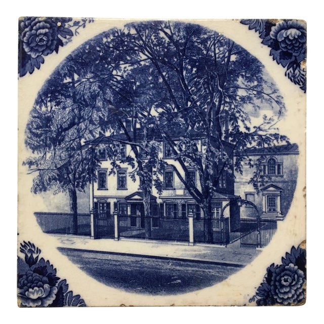 Wedgwood Delft Tile: Wadsworth-Longfellow House - 1899 I For Sale