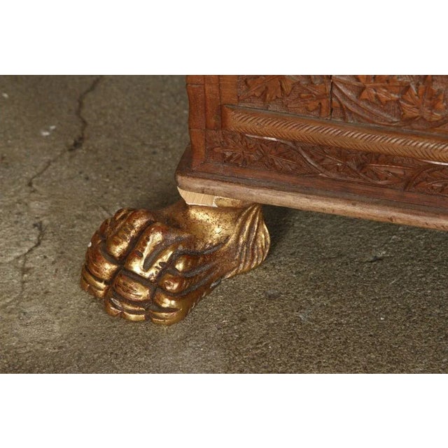 Mid 20th Century 19th-Century Javanese Hand-Carved Wood Sideboard With Claw Feet For Sale - Image 5 of 12