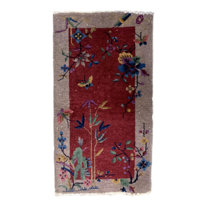 1920s, Handmade Antique Art Deco Chinese Rug 2.1' X 3.10'