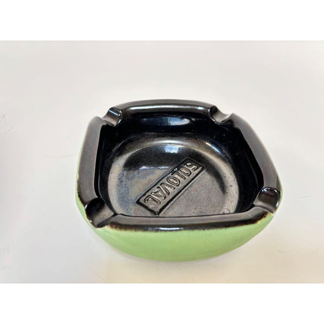Black Large French Mid-Century Advertising Ceramic Ashtray Green and Black 1950s For Sale - Image 8 of 13