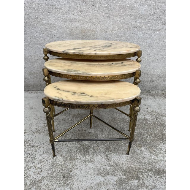 Nesting Table in Bronze with Brass and Onyx, 1970s For Sale - Image 3 of 8