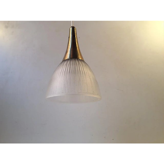 Mid-Century Modern Swedish Window Pendant Light in Brass and Fluted Glass, 1960s For Sale - Image 6 of 6