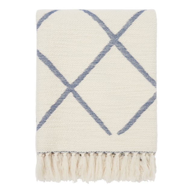 Merino Wool Throw Blanket with Geometric Design by Villa Como For Sale