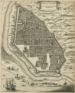 Birds-Eye Plan of Nagapattinam, 1672, Paper