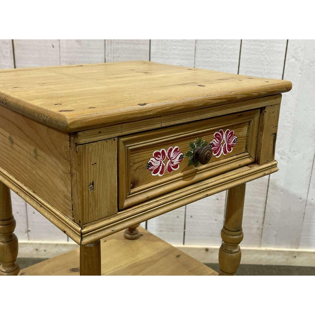 Wood Fir Bedside Table, Early 20th Century For Sale - Image 7 of 13