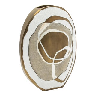 Modern Vase in Shagreen With Shell and Brass Details by R&y Augousti For Sale