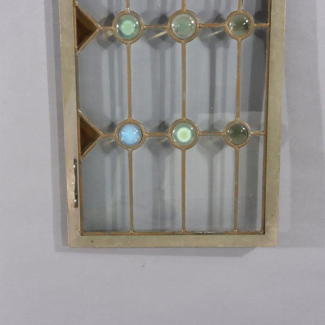 Pair of Antique Frank Lloyd Wright School Leaded Glass & Jeweled Window C1910 For Sale - Image 9 of 11