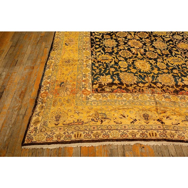 Tribal 1890s Blue Traditional Geometric Antique Knotted Wool Persian Malayer Gallery Rug For Sale - Image 3 of 11