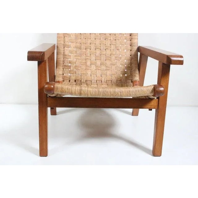 Tan Michael van Beuren Bauhaus Teak and Raffia Lounge Chair, circa 1940 For Sale - Image 8 of 13