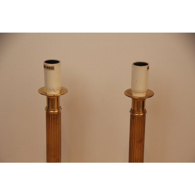 Gold Minimalist Gilt Table Lamps, 1970s, Set of 2 For Sale - Image 8 of 16
