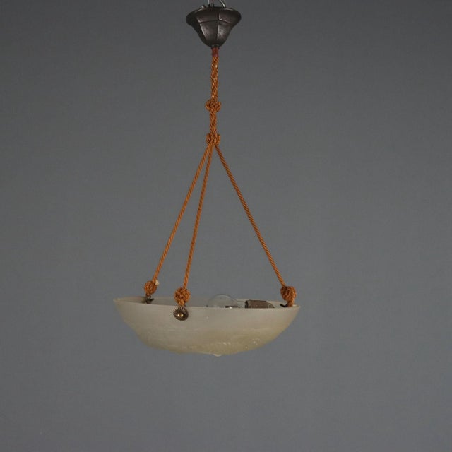 Mid 20th Century Vintage Italian Artistar Chandelier in White Glass, 1950s For Sale - Image 5 of 9