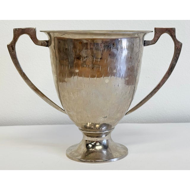 Vintage Hammered Silverplate Trophy Vase For Sale In Kansas City - Image 6 of 10