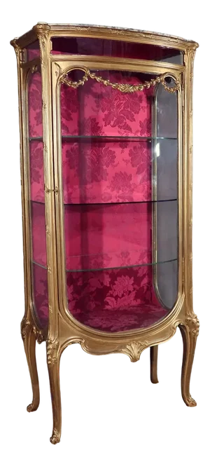 Curved Display Case in Golden Wood, Early 20th Century