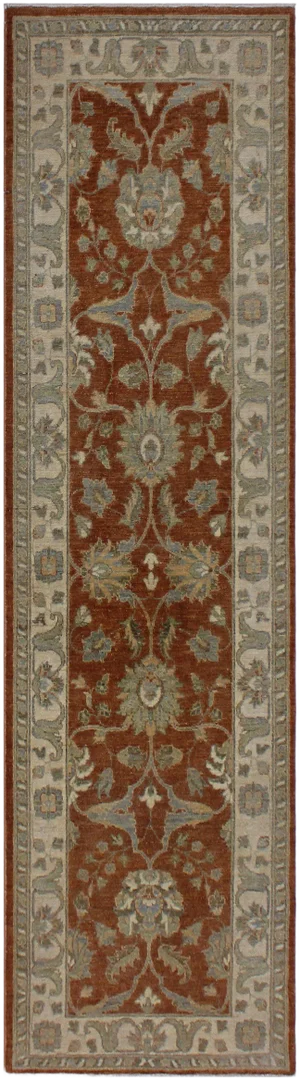 1990s Shabby Chic Floral Hand-Knotted Wool Rug - 2′8″ × 8′10″