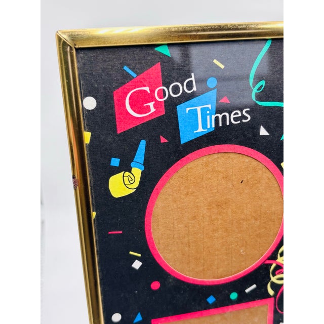 Postmodern 1980s Good Times, Great Friends Brass Picture Frame For Sale - Image 3 of 4