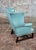 Rustic European 18th Century Teal Leather Upholstered Wing Chair-George III For Sale - Image 3 of 13
