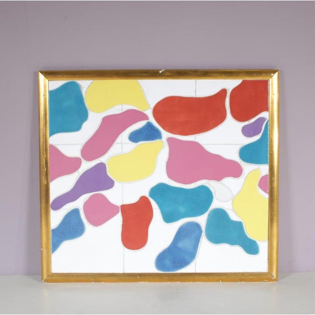 Blue Framed Ceramic Arwork by Jan Snoeck, Netherlands, 1990s For Sale - Image 8 of 8