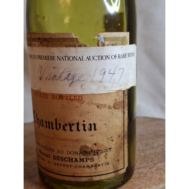 Vintage Empty 1947 Chambertin Wine Bottle Heublein Rare Wine Auction Provenance For Sale - Image 4 of 18
