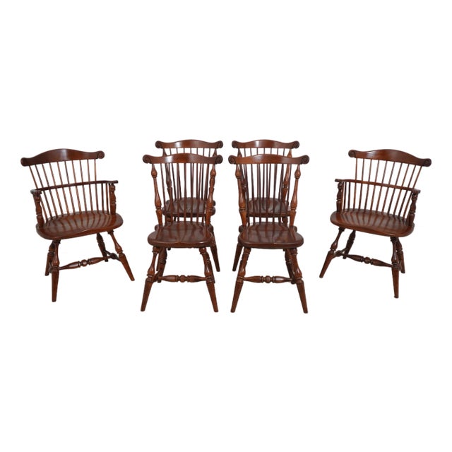 Set of 6 Duckloe Colonial Style Windsor Dining Chairs For Sale