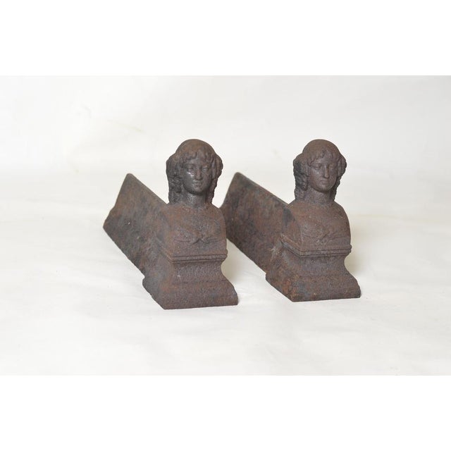 19th Century Cast Iron Andirons, 1890s, Set of 2 For Sale - Image 3 of 9