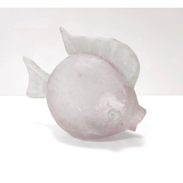 Vintage Pink Scavo Glass Fish Figure, 1980s For Sale - Image 4 of 12