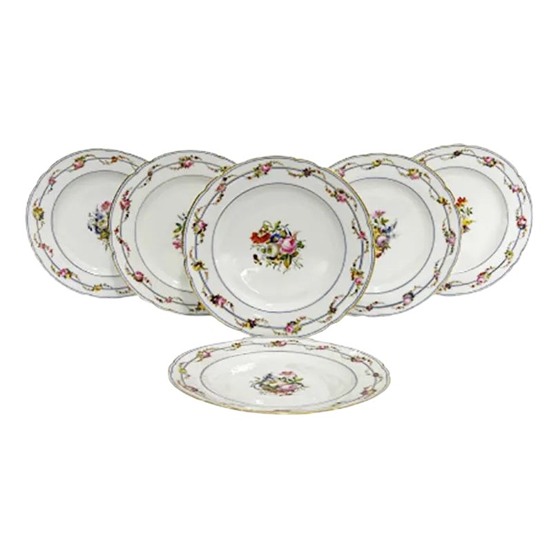 Paris Porcelain Dinner Plates, Early 19th Century, Set of 6 | Chairish