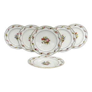 Paris Porcelain Dinner Plates, Early 19th Century, Set of 6