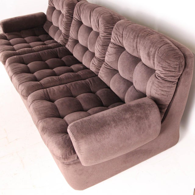 Brown Fabric Modular Sofa, 1980s, Set of 3 For Sale - Image 11 of 16