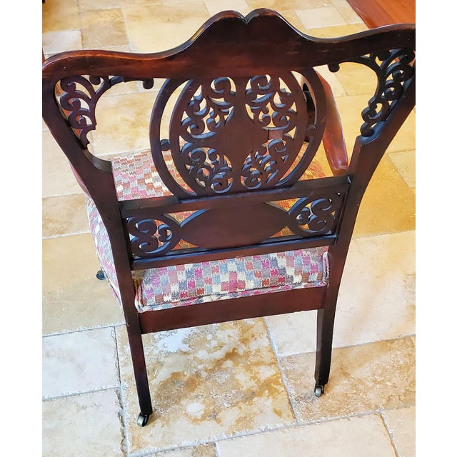 Mid 20th Century Vintage Chippendale-Style Carved Mahogany Ribbon-Back Armchair For Sale - Image 5 of 12
