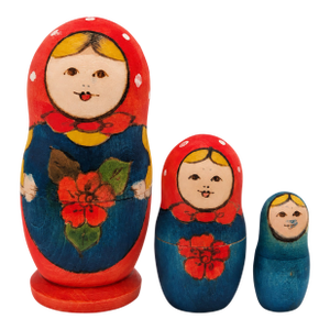 Vintage 1960s Hand-Painted Russian Matryoshka Nesting Dolls – Set of 3