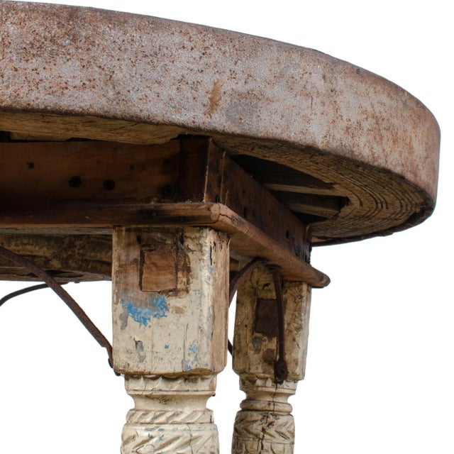 Metal Indian Bullock Cart Wheel Table For Sale - Image 7 of 10