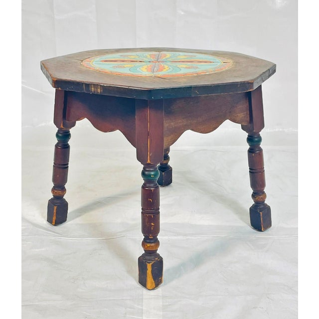 Spanish Revival 1920s California Spanish Revival Tile Top Octagonal Side Table For Sale - Image 3 of 9