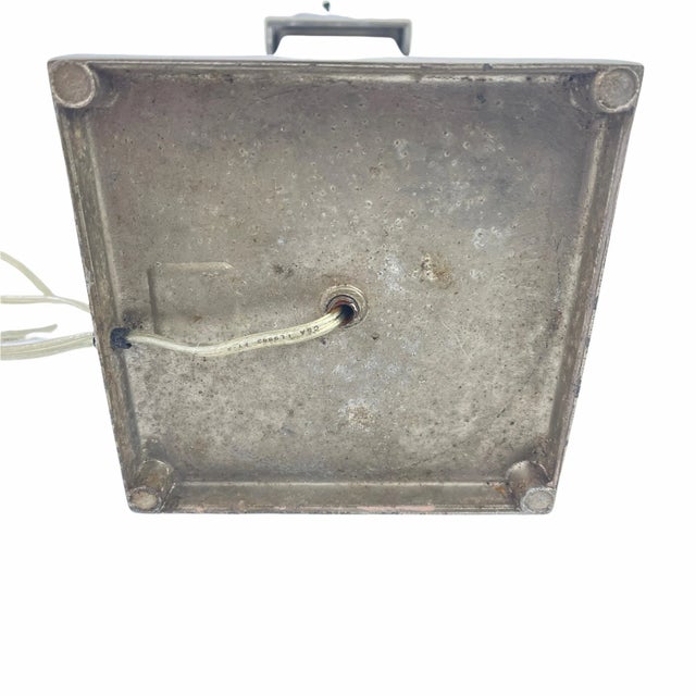 Mid Century Laurel Brushed Steel City Scape Lamps - a Pair For Sale - Image 9 of 10