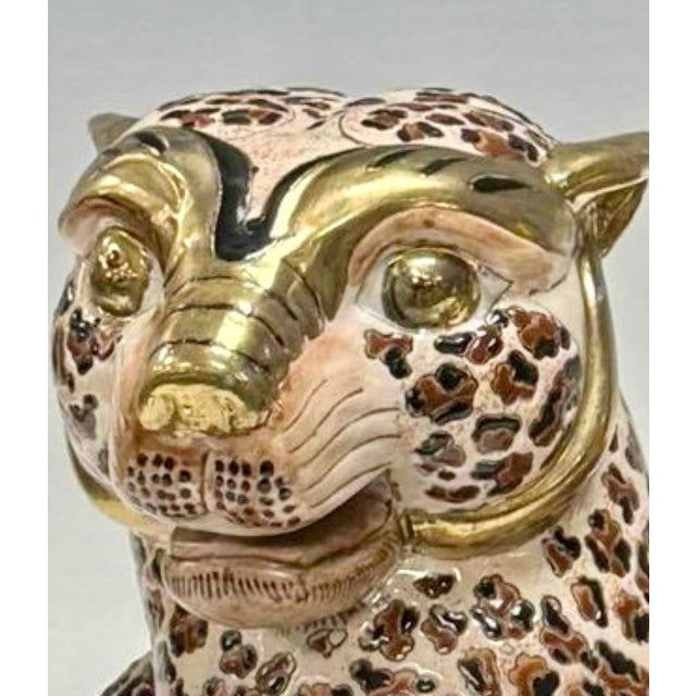 Pair of Vintage Garcia Imports Italian Hand-Painted Leopard Sculptures | Hollywood Regency Porcelain Leopards | Made in Italy, Circa 1965-1975 For Sale - Image 16 of 18