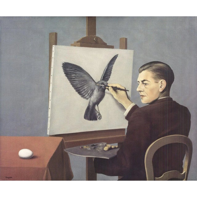 René Magritte 2005 Rene Magritte 'La Clairvoyance' Surrealism Red,White,Black & White,Brown,Gray Belgium Offset Lithograph For Sale - Image 4 of 5