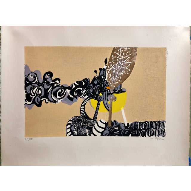 Naftali Bezem, Rare Israeli Surrealist Judaica Abstract Lithograph Naftali Bezem For Sale - Image 4 of 9